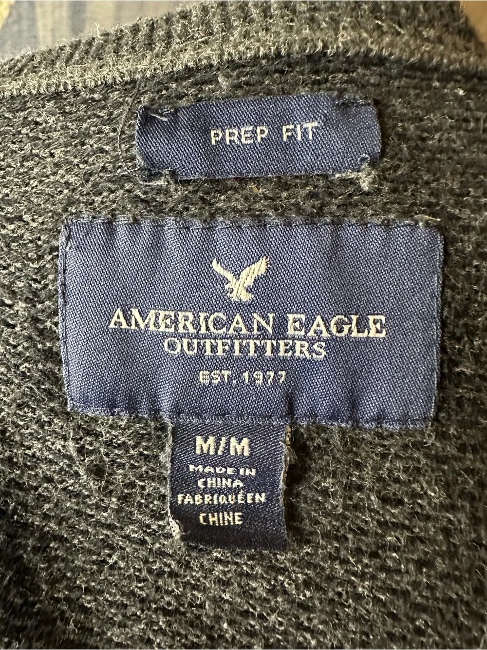 American Eagle Grey Sweater with Ribbed Arms and Hem